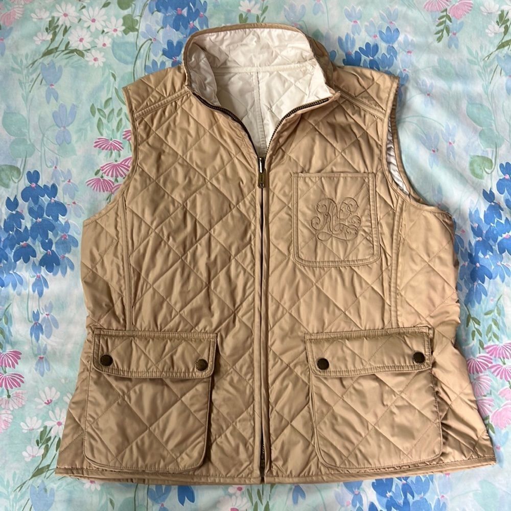 Ralph Lauren Quilted Reversible Monogramed Vest